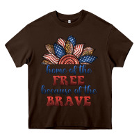 Chocolate Brown home of the free because of the brave Heavy Core Tee - BundleAndBundleShop
