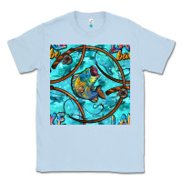 Dusty Blue Lake Babe And Fish With Camouflage Seamless Pattern Classic Tee - BundleAndBundleShop