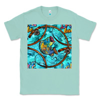 Seafoam Lake Babe And Fish With Camouflage Seamless Pattern Classic Tee - BundleAndBundleShop