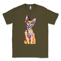 Army Green Colorful Cat Classic Tee - PixelFlow