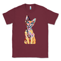Burgundy Colorful Cat Classic Tee - PixelFlow