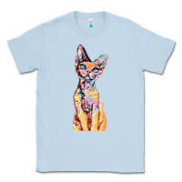 Dusty Blue Colorful Cat Classic Tee - PixelFlow