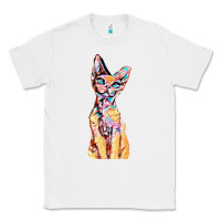 White Colorful Cat Classic Tee - PixelFlow