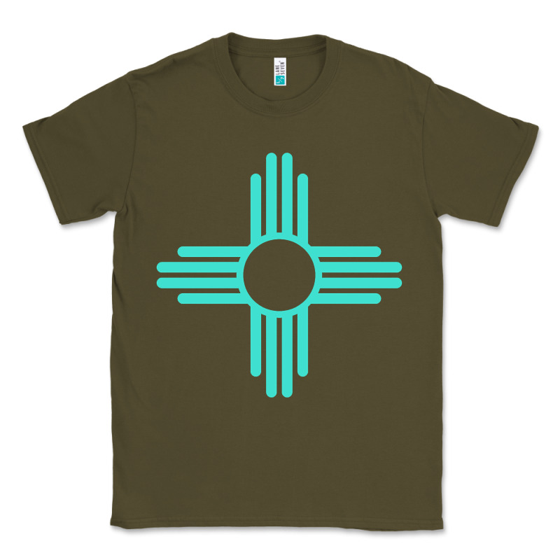 New Mexico Zia Sun In Turquoise Blue Classic Tee by PixelFlow | Teevron