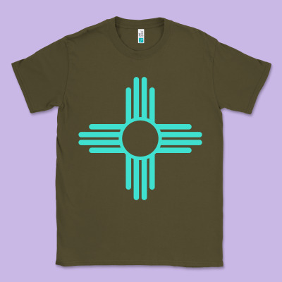 New Mexico Zia Sun In Turquoise Blue Classic Tee Designed By Pixelflow