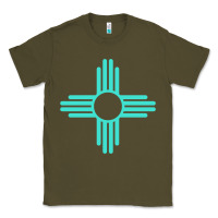 Army Green New Mexico Zia Sun in Turquoise Blue Classic Tee - PixelFlow