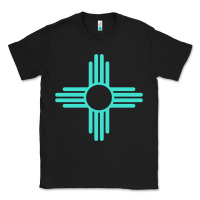 Black New Mexico Zia Sun in Turquoise Blue Classic Tee - PixelFlow