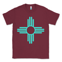 Burgundy New Mexico Zia Sun in Turquoise Blue Classic Tee - PixelFlow