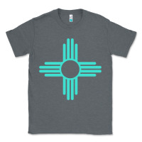 Charcoal Heather New Mexico Zia Sun in Turquoise Blue Classic Tee - PixelFlow