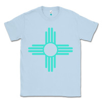 Dusty Blue New Mexico Zia Sun in Turquoise Blue Classic Tee - PixelFlow