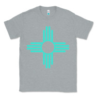 Heather Grey New Mexico Zia Sun in Turquoise Blue Classic Tee - PixelFlow