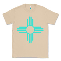 Mushroom New Mexico Zia Sun in Turquoise Blue Classic Tee - PixelFlow