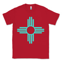 Red New Mexico Zia Sun in Turquoise Blue Classic Tee - PixelFlow
