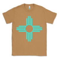 Toasted Coconut New Mexico Zia Sun in Turquoise Blue Classic Tee - PixelFlow