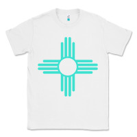White New Mexico Zia Sun in Turquoise Blue Classic Tee - PixelFlow