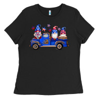 Black american flag gnomes truck Ladies Tee - Artiststas