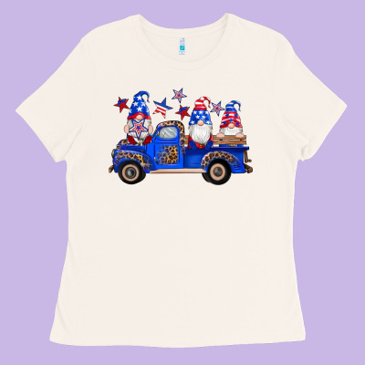 American Flag Gnomes Truck Ladies Tee Designed By Artiststas