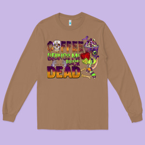 Coffee Brings Me Back Dead Long Sleeve Tee Designed By Barkaloodesign