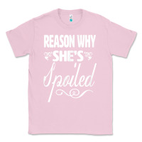 Bubblegum Pink the reason she is spoiled couples matching set valentines t shirt Classic Tee - SnappyArt