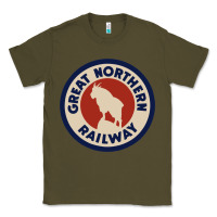 Army Green Great Northern Railroad Classic Tee - SnappyArt