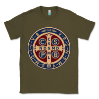Army Green Saint Benedict Medal 1 Classic Tee - SnappyArt