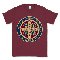 Burgundy Saint Benedict Medal 1 Classic Tee - SnappyArt