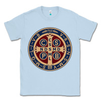 Dusty Blue Saint Benedict Medal 1 Classic Tee - SnappyArt