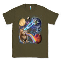 Army Green Fluffy Kitten Shoot Laser Rainbow Space Galaxy, Cat Gifts Classic Tee - SnappyArt