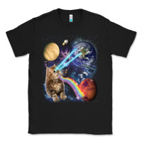 Black Fluffy Kitten Shoot Laser Rainbow Space Galaxy, Cat Gifts Classic Tee - SnappyArt