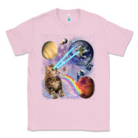 Bubblegum Pink Fluffy Kitten Shoot Laser Rainbow Space Galaxy, Cat Gifts Classic Tee - SnappyArt