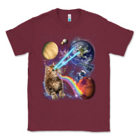 Burgundy Fluffy Kitten Shoot Laser Rainbow Space Galaxy, Cat Gifts Classic Tee - SnappyArt