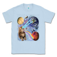 Dusty Blue Fluffy Kitten Shoot Laser Rainbow Space Galaxy, Cat Gifts Classic Tee - SnappyArt