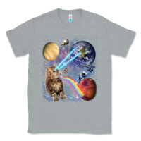 Heather Grey Fluffy Kitten Shoot Laser Rainbow Space Galaxy, Cat Gifts Classic Tee - SnappyArt