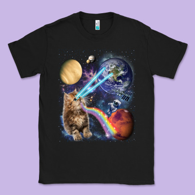 Fluffy Kitten Shoot Laser Rainbow Space Galaxy, Cat Gifts Classic Tee Designed By Snappyart