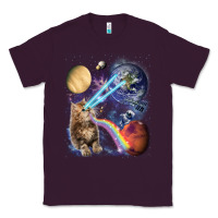 Plum Fluffy Kitten Shoot Laser Rainbow Space Galaxy, Cat Gifts Classic Tee - SnappyArt