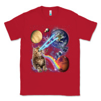 Red Fluffy Kitten Shoot Laser Rainbow Space Galaxy, Cat Gifts Classic Tee - SnappyArt