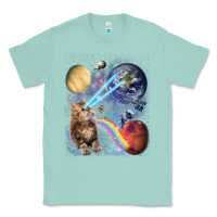 Seafoam Fluffy Kitten Shoot Laser Rainbow Space Galaxy, Cat Gifts Classic Tee - SnappyArt
