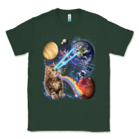 Sports Green Fluffy Kitten Shoot Laser Rainbow Space Galaxy, Cat Gifts Classic Tee - SnappyArt
