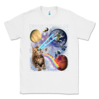 White Fluffy Kitten Shoot Laser Rainbow Space Galaxy, Cat Gifts Classic Tee - SnappyArt