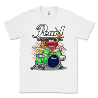 White ANIMAL DRUMMER PEARL DRUMS Classic Tee - FloraArt