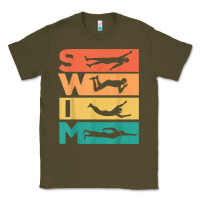 Army Green retro vintage swimming gift for swimmers t shirt Classic Tee - FloraArt