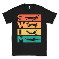 Black retro vintage swimming gift for swimmers t shirt Classic Tee - FloraArt