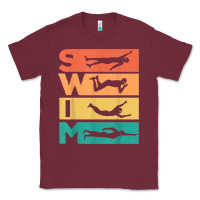 Burgundy retro vintage swimming gift for swimmers t shirt Classic Tee - FloraArt