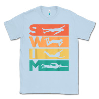 Dusty Blue retro vintage swimming gift for swimmers t shirt Classic Tee - FloraArt