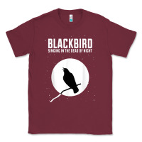 Burgundy blackbird singing in the dead of night t shirt Classic Tee - FloraArt