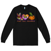 Black peace love halloween Long Sleeve Tee - BarkalooDesign