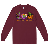 Burgundy peace love halloween Long Sleeve Tee - BarkalooDesign