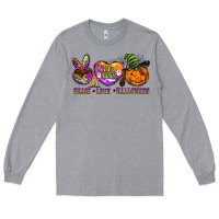 Heather Grey peace love halloween Long Sleeve Tee - BarkalooDesign