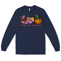 Navy peace love halloween Long Sleeve Tee - BarkalooDesign