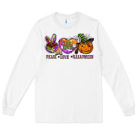 White peace love halloween Long Sleeve Tee - BarkalooDesign